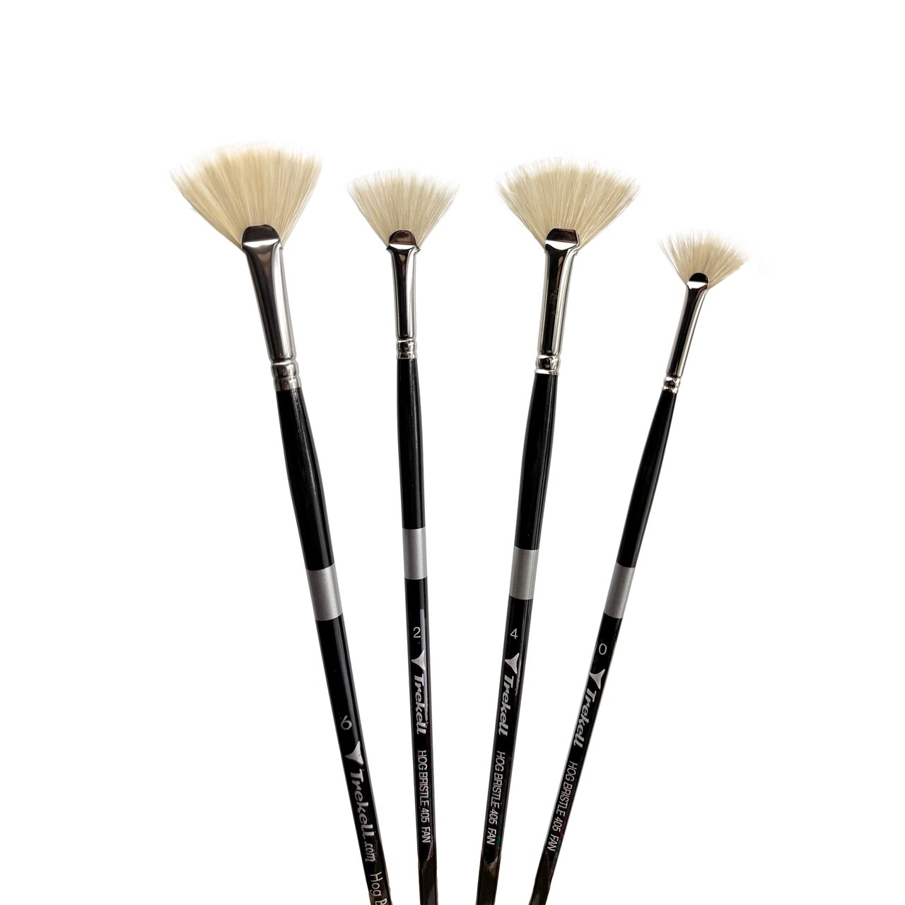 Trekell Hog Bristle Long Handle Artist Brush - Complete Set - Fan